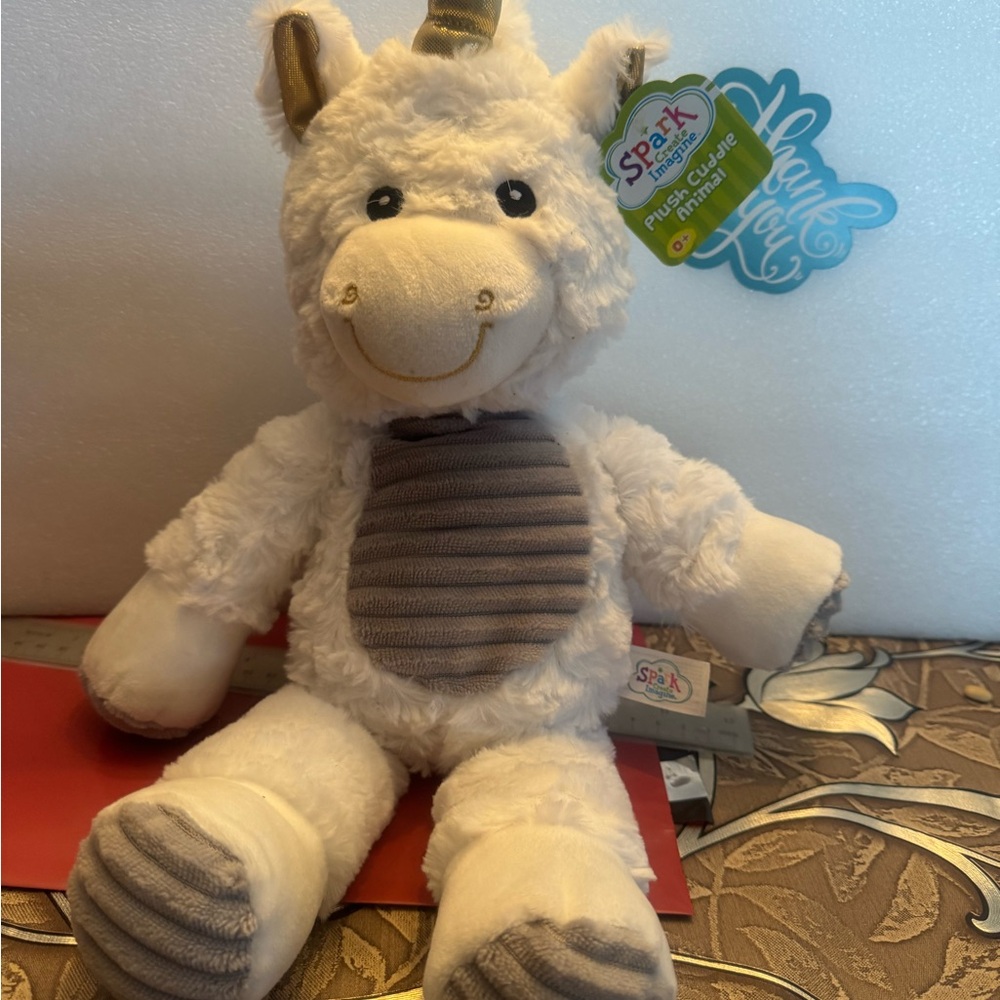 White and Gray Unicorn Plush Toy
